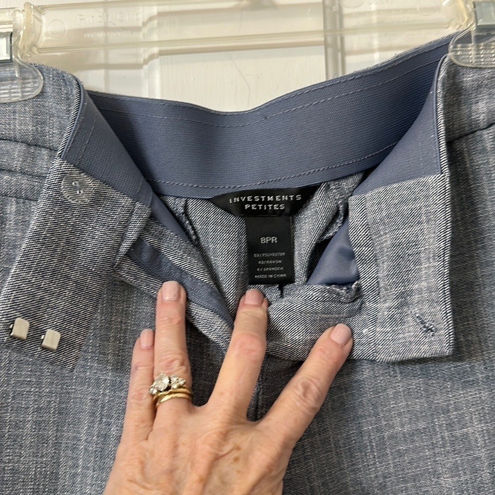 Dillards Investment petites blue trousers comfort waist t size 8P runs big